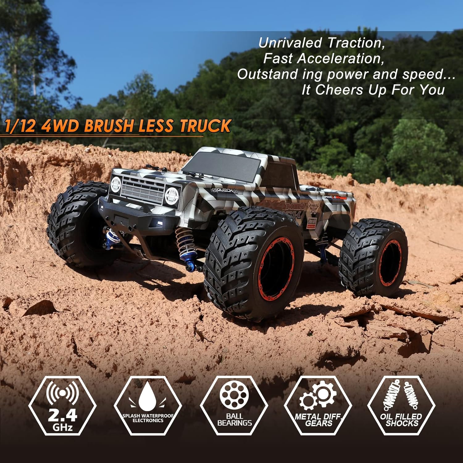 Brushless RC Cars 1/12 Scale,  - Rc Hobby Grade Monster Truck บทวิจารณ์และราคา
